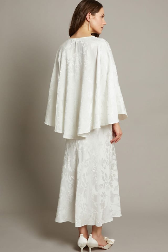 Monsoon Monsoon Women's Clara Cape Satin Wedding Dress Ivory - 3