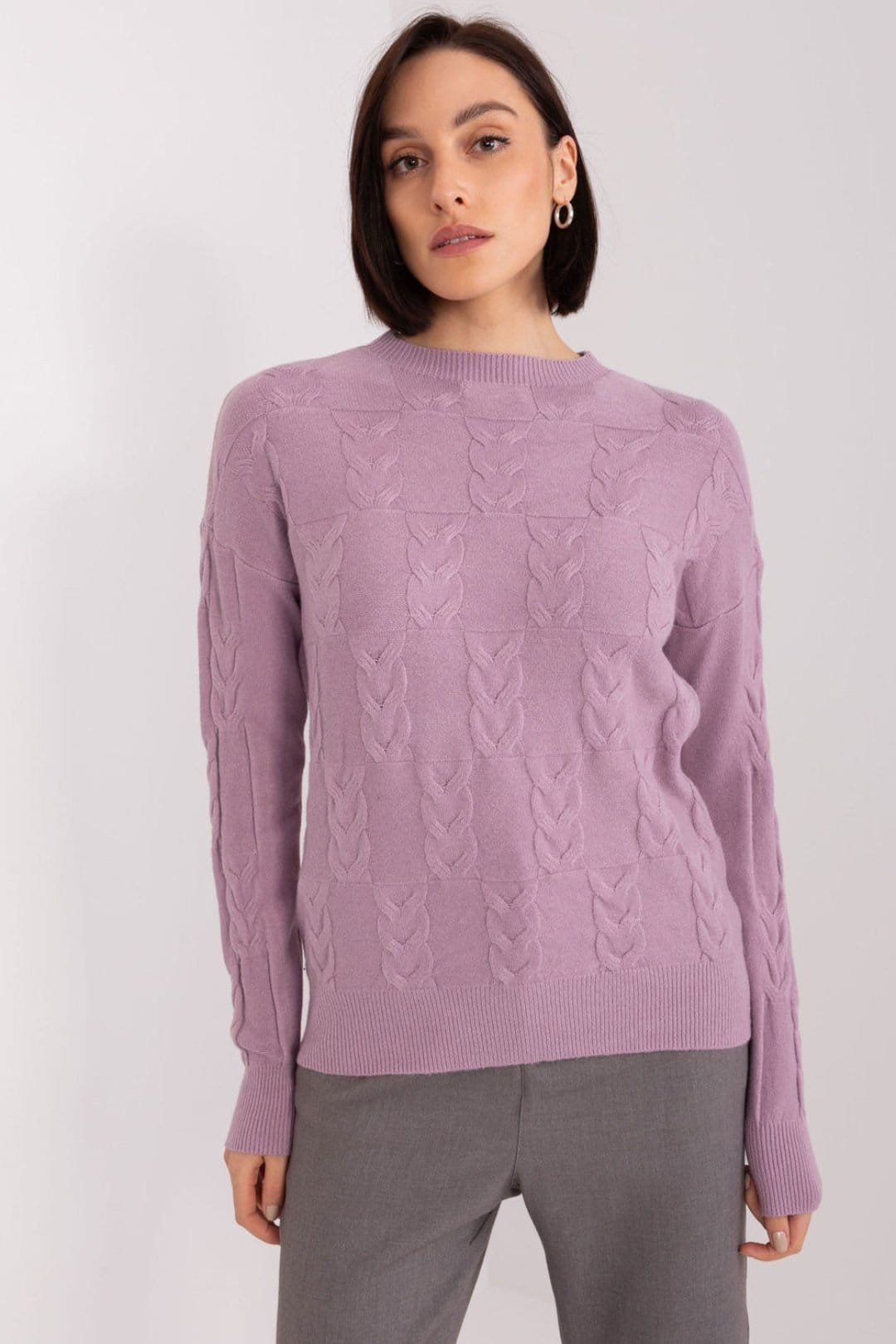 Love Lace Violet Pattern Knit Pullover Sweater