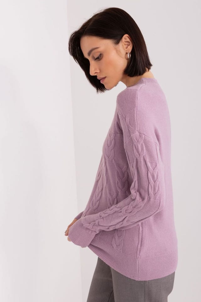 Love Lace Love Lace Women's Pattern Knit Pullover Sweater Round Neck in Violet - 2