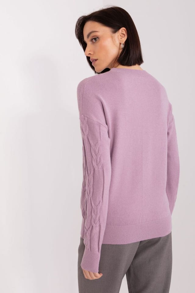 Love Lace Love Lace Women's Pattern Knit Pullover Sweater Round Neck in Violet - 3