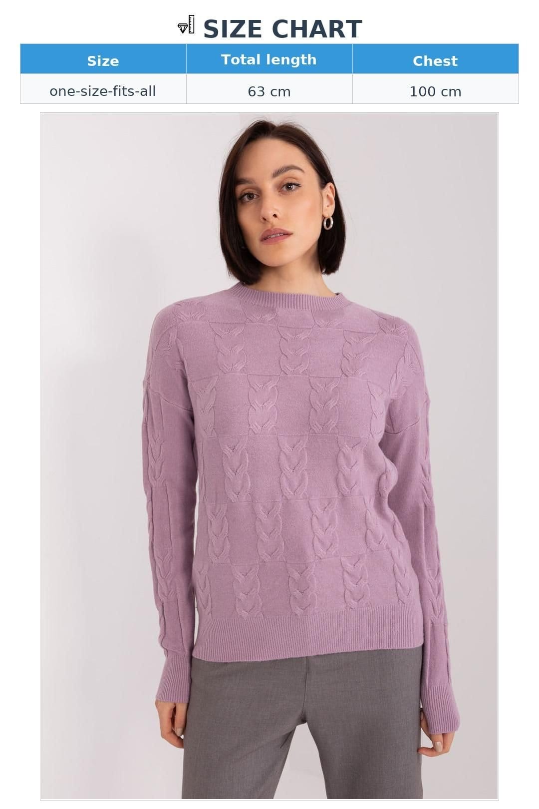 Love Lace Love Lace Women's Pattern Knit Pullover Sweater Round Neck in Violet - 4