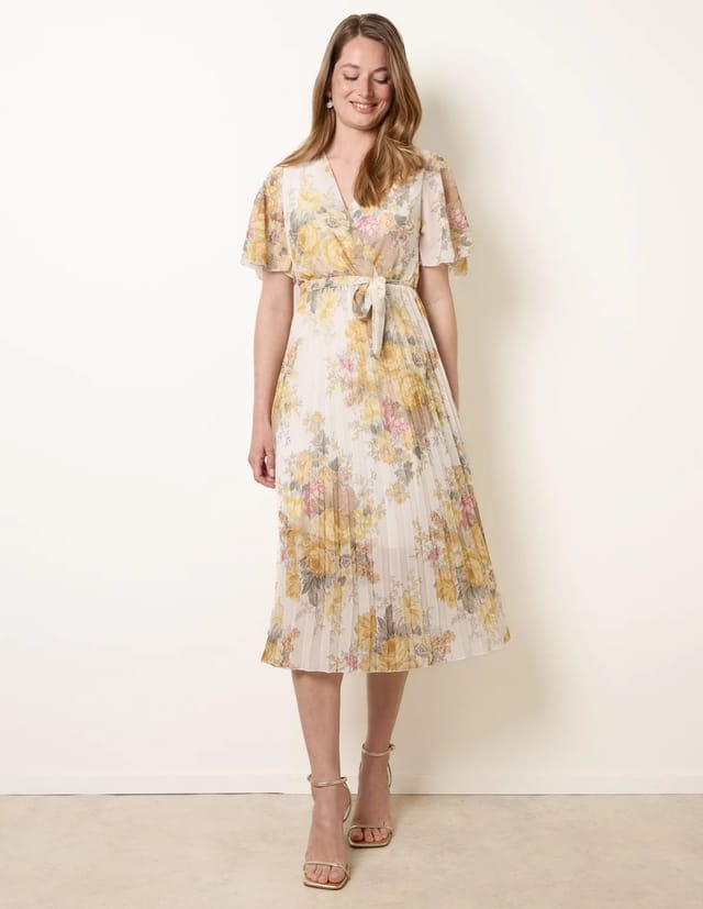 Blue Vanilla Crossover Pleated Print Dress - 3