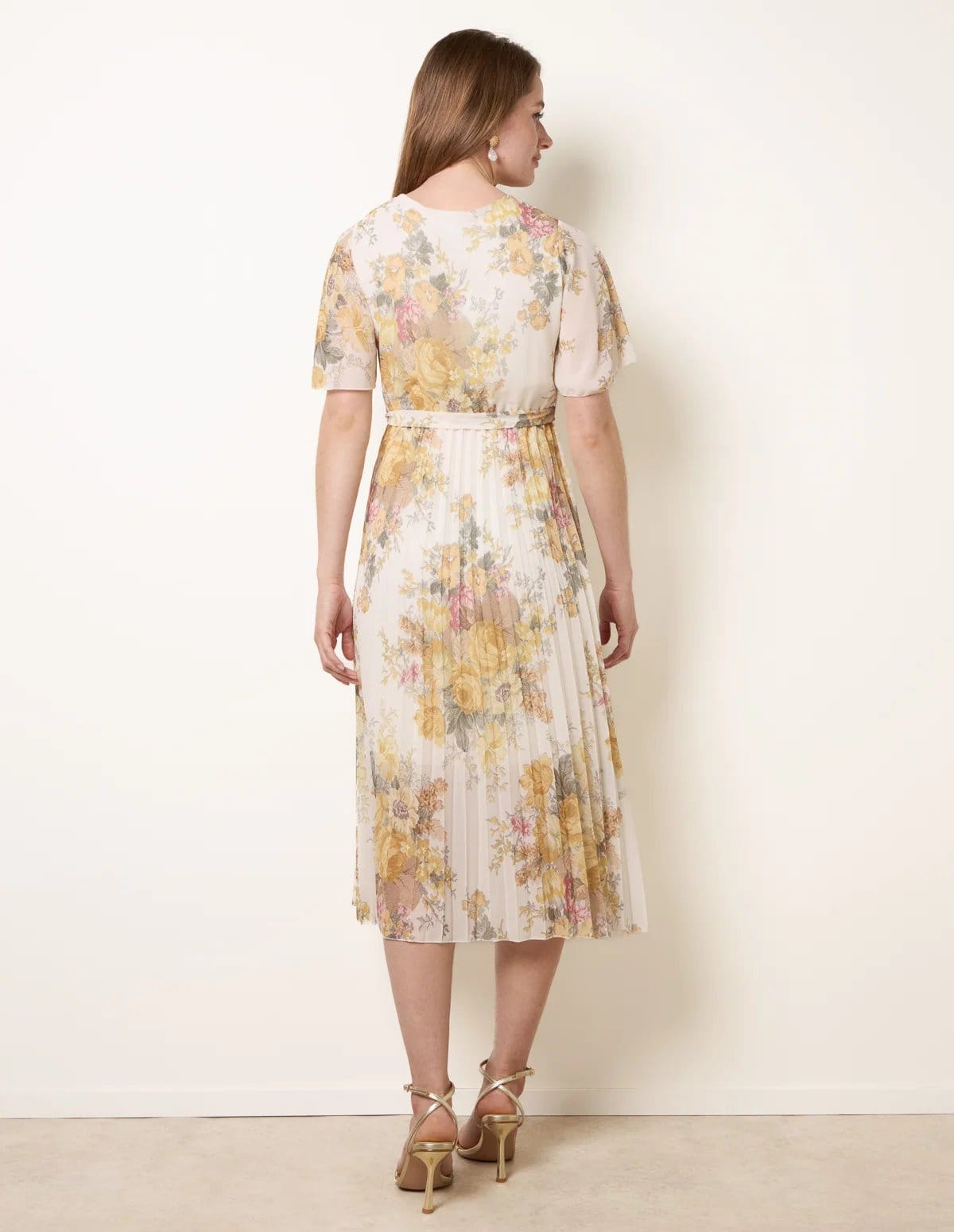 Blue Vanilla Crossover Pleated Print Dress - 4