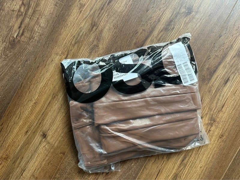 ASOS Asos luxe brown faux leather trousers