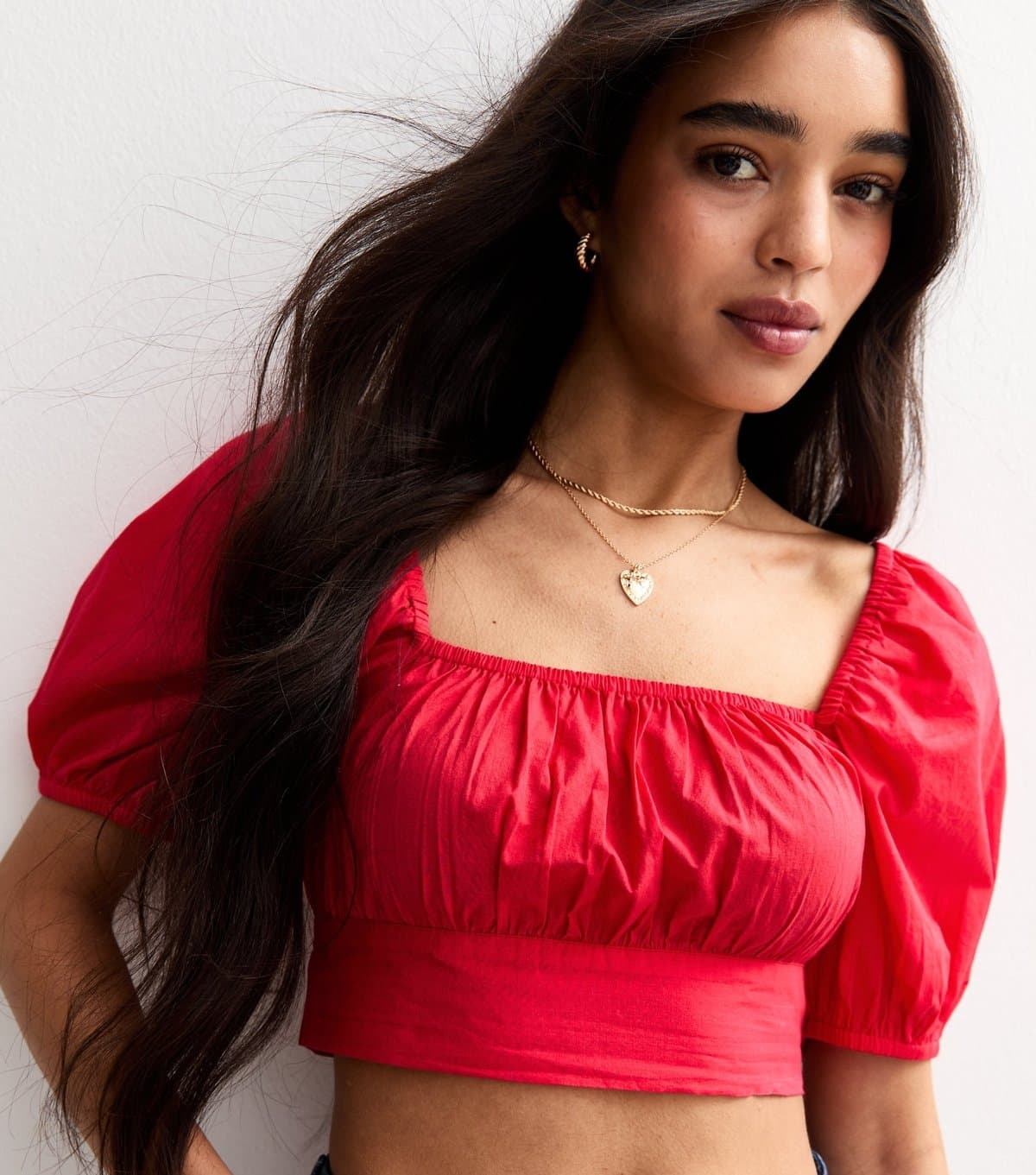 New Look Women's Red Tie Back Square Neck Crop Top New Look