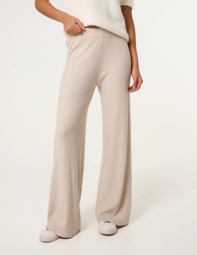 Blue Vanilla Ribbed Wide Leg Trousers - 2