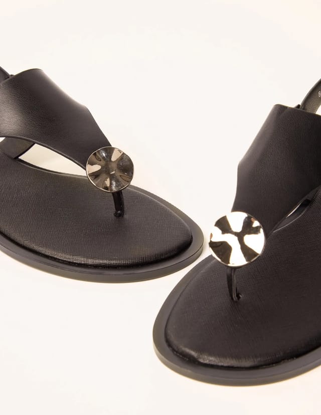 Blue Vanilla Faux Leather Metal Detail Sandals - 2