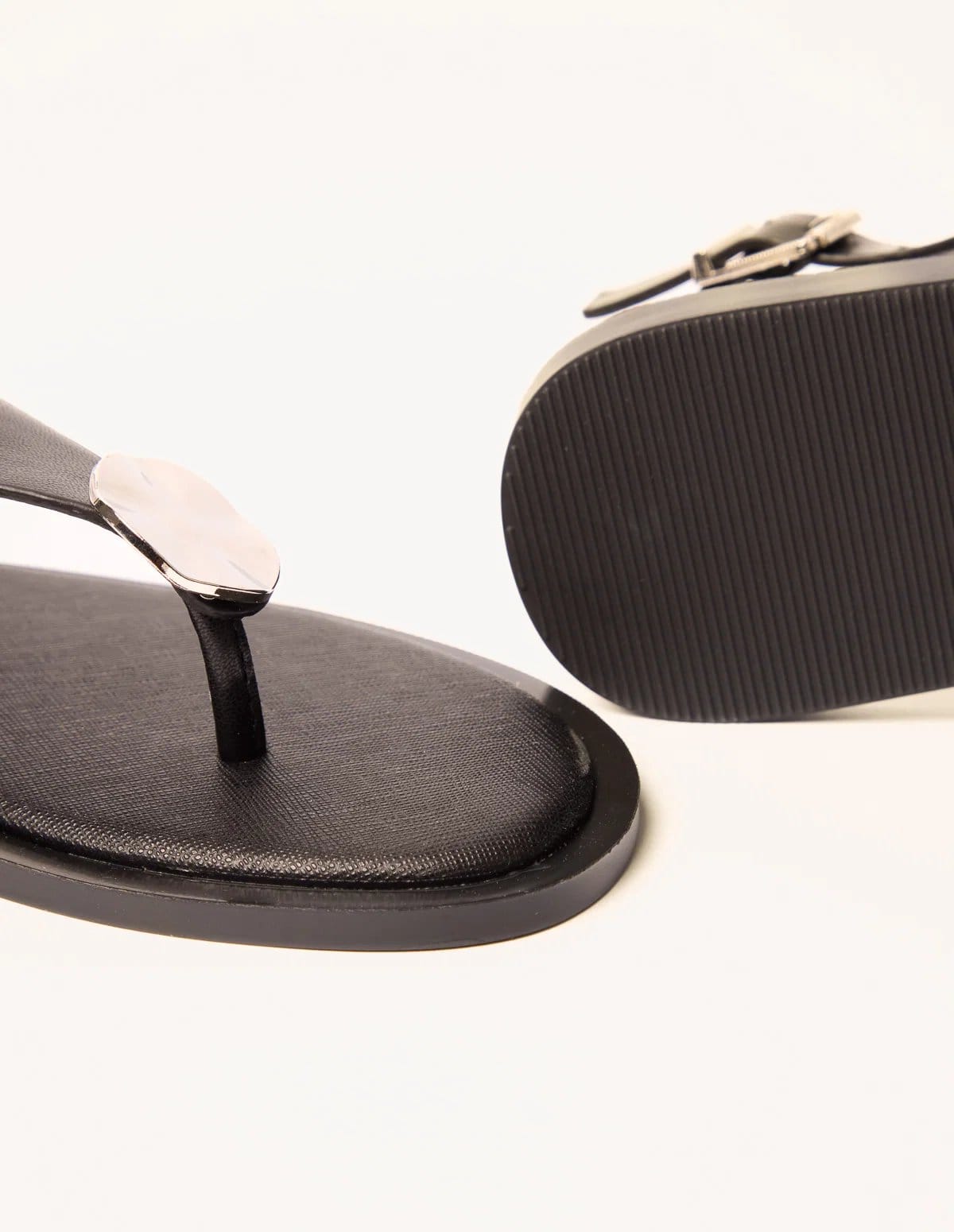 Blue Vanilla Faux Leather Metal Detail Sandals - 4