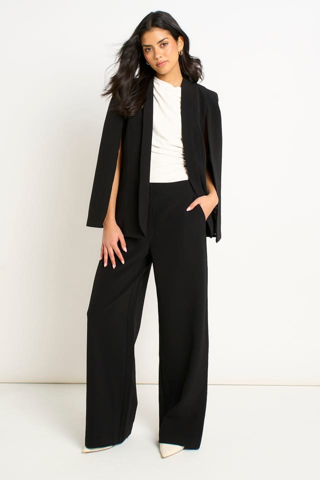 Gini London Gini London Women's Black Contrast Animal Lining Tailoring Cape Blazer - 2