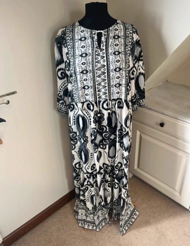 M-Made in Italy Boho Cotton Floral Print Maxi Dress