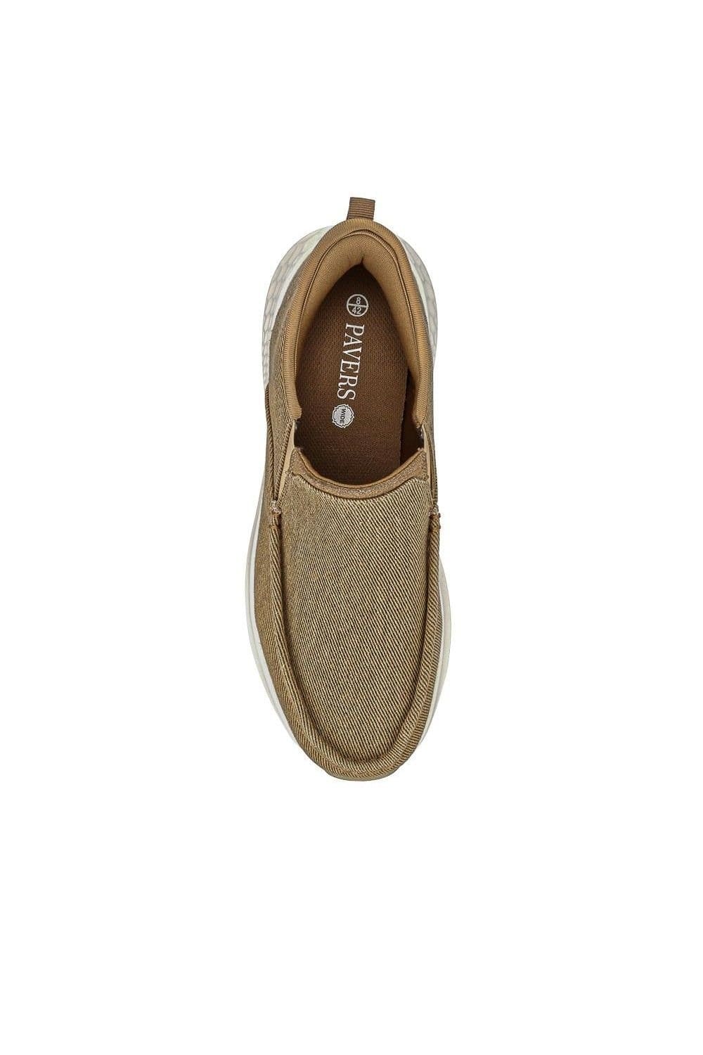 Pavers Pavers Men's Easy Step In Wide Fit Laceless Trainers in Beige - 4