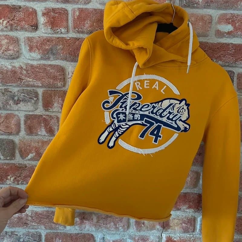 Superdry Super Dry Mustard Cropped Cotton Hoody