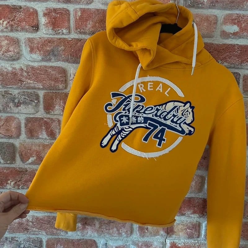 Superdry Mustard Cropped Cotton Hoody