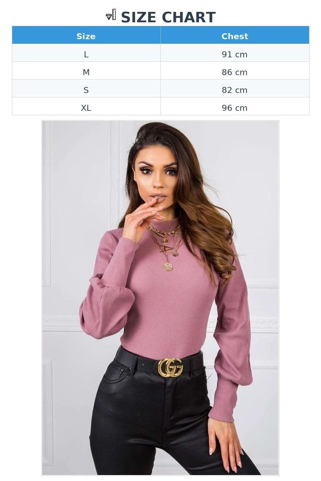 Love Lace Love Lace Women's Long Sleeve Ribbed Blouse with Cuffed Sleeves in Pink - 4