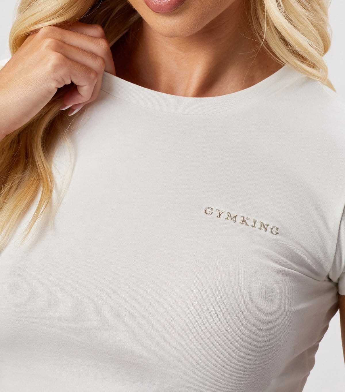 Gym King Women's Cream Fitted Crop T-Shirt Gym King New Look - 4