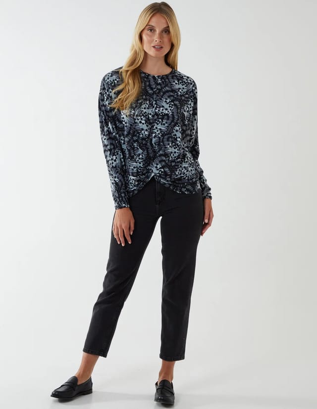 Blue Vanilla Butterfly Print Knot Top - 2