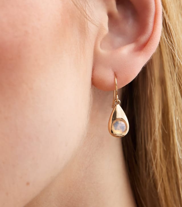 New Look Gold Tone Semi Precious Moon Stone Teardrop Earrings New Look - 2
