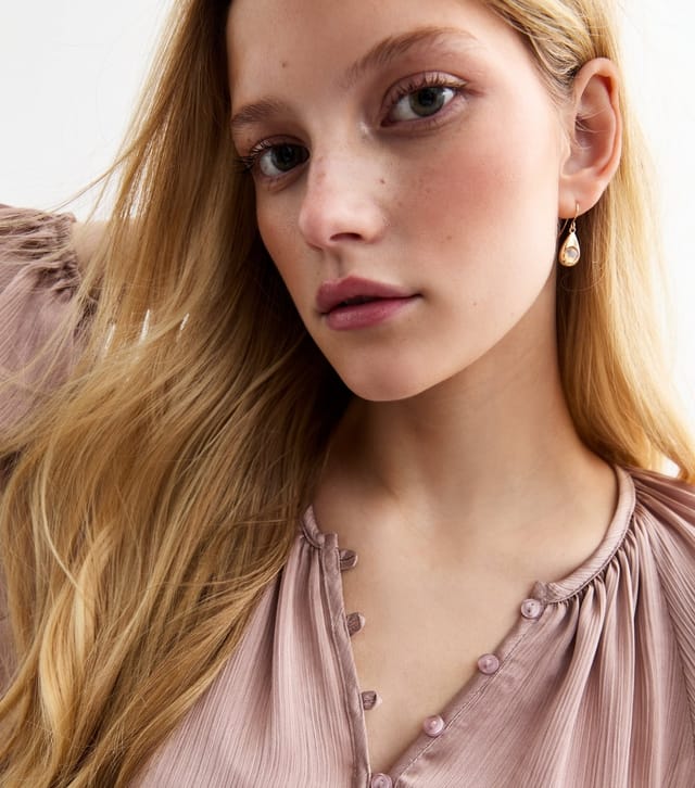 New Look Gold Tone Semi Precious Moon Stone Teardrop Earrings New Look - 3