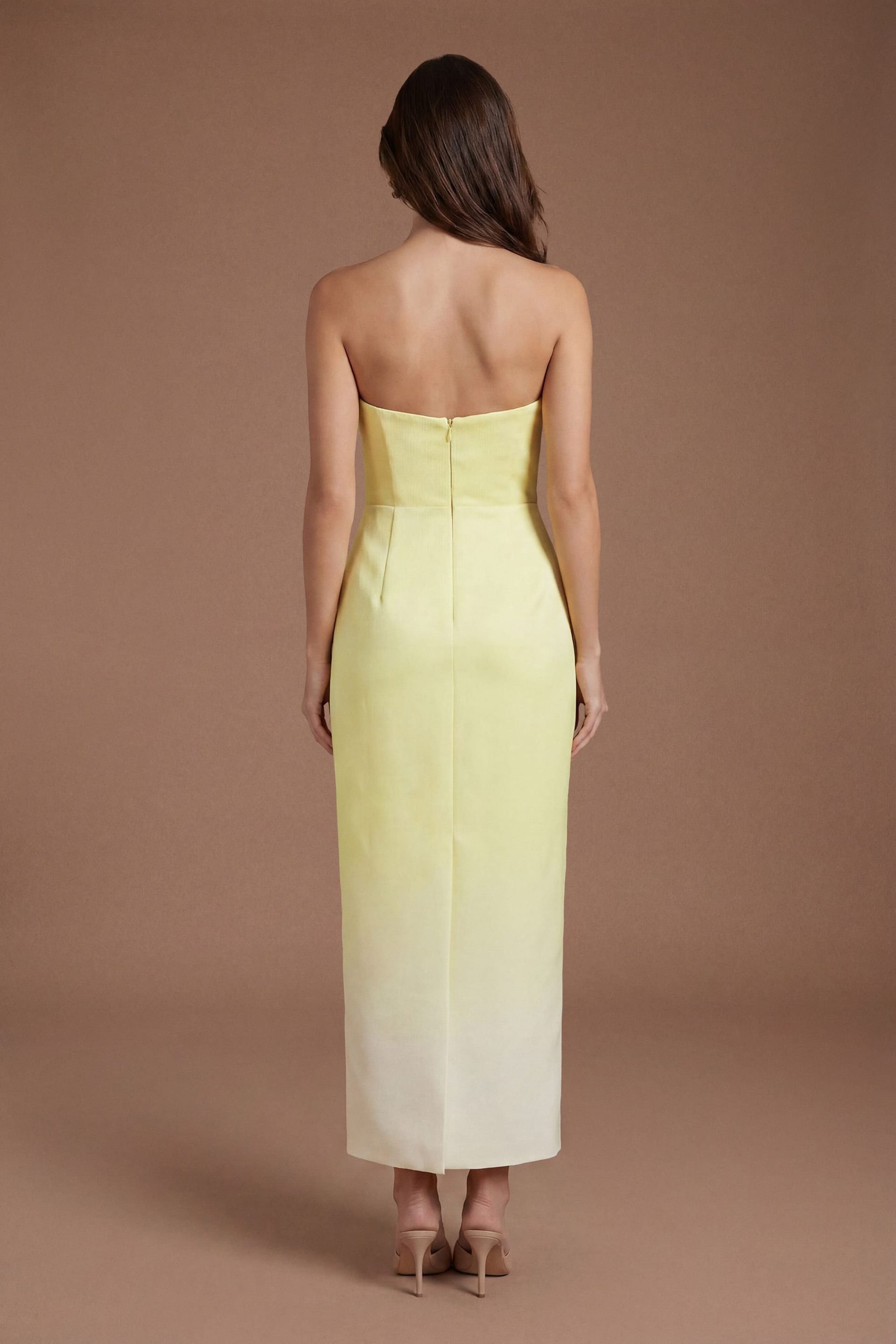 Coast Coast Women's Bandeau 3D Flower Printed Pencil Dress in Yellow - 4