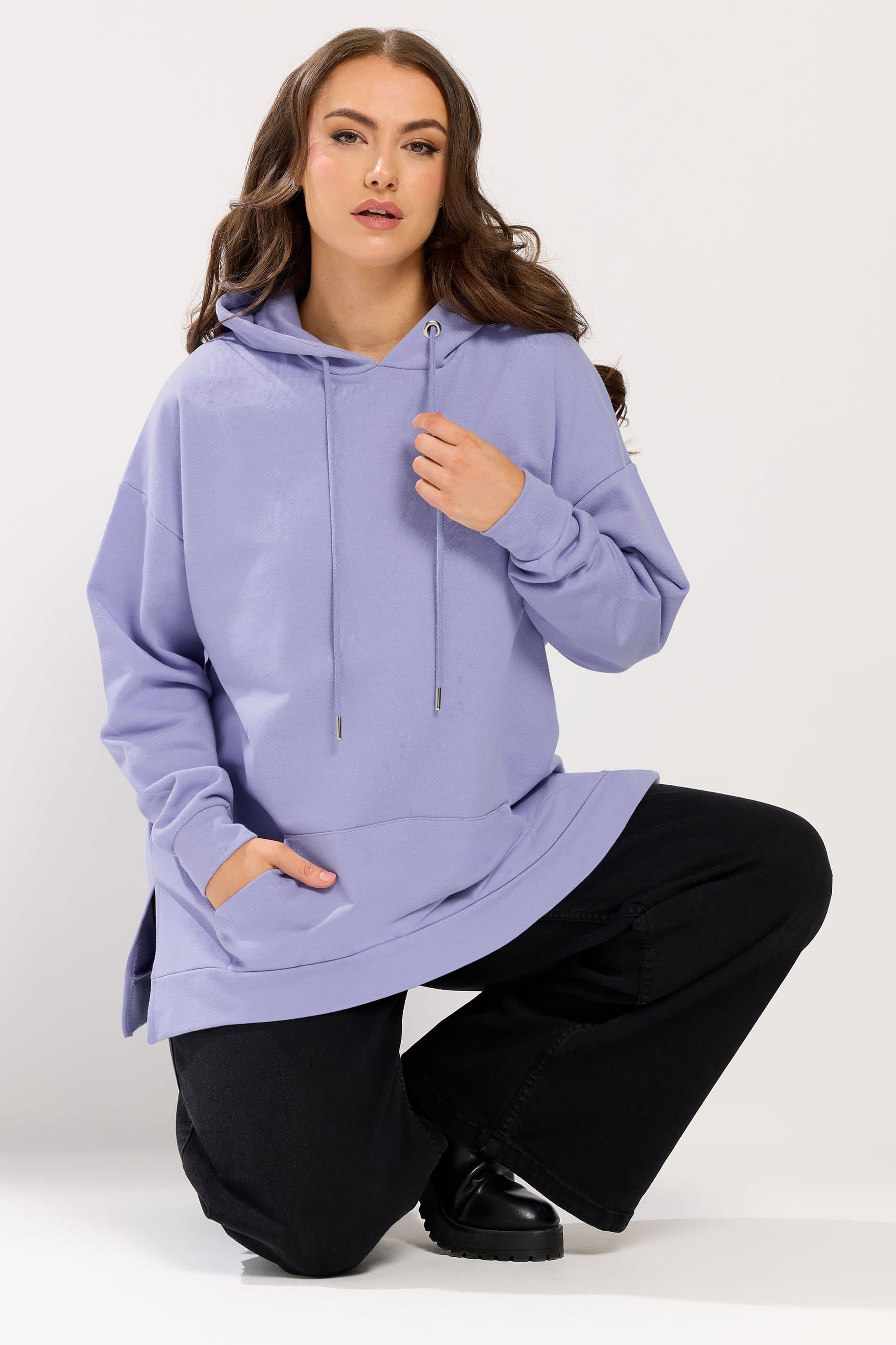 Yours Plus Size Purple Pocket Front Hoodie