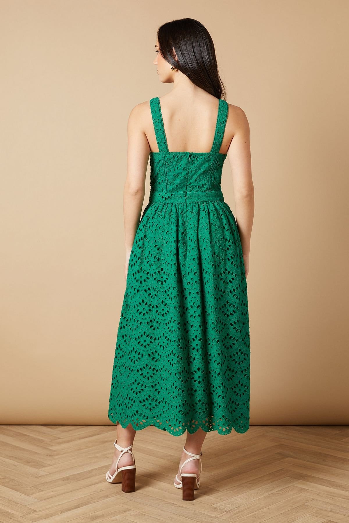 Oasis Oasis Women's Embroidered Broderie Midi Dress in Bright Green - 4