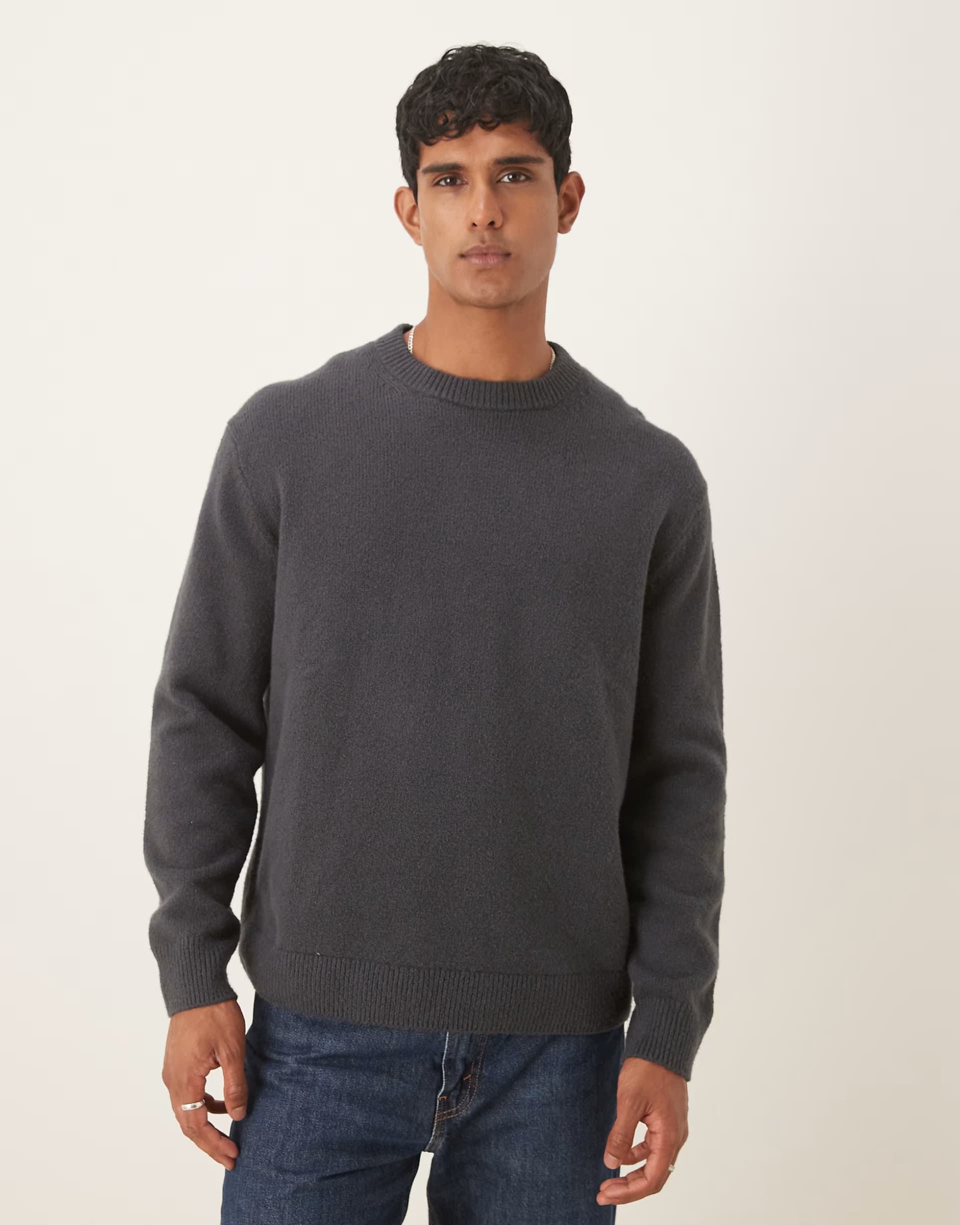 ASOS ASOS ARKET Supersoft Crew Neck Knitted Jumper in Washed Black