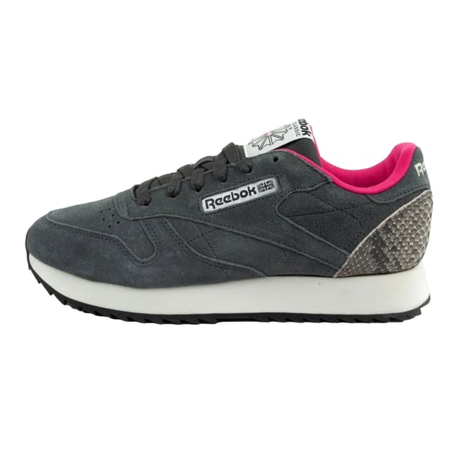 Reebok Reebok Women's Classic Ripple Snakeskin logical Leather Trainers in Pale Grey - 3