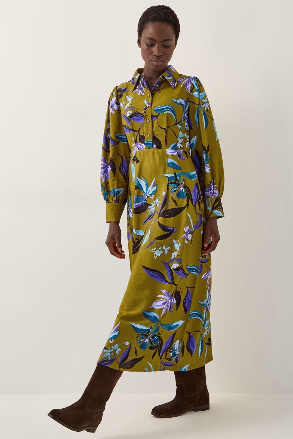 Monsoon Monsoon Women's Sonya Floral Print Midi Dress Green