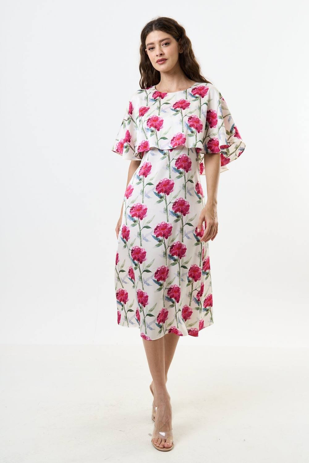 Louche Louche Women's Rosso Loveflower Print Cape Midi Dress - 2