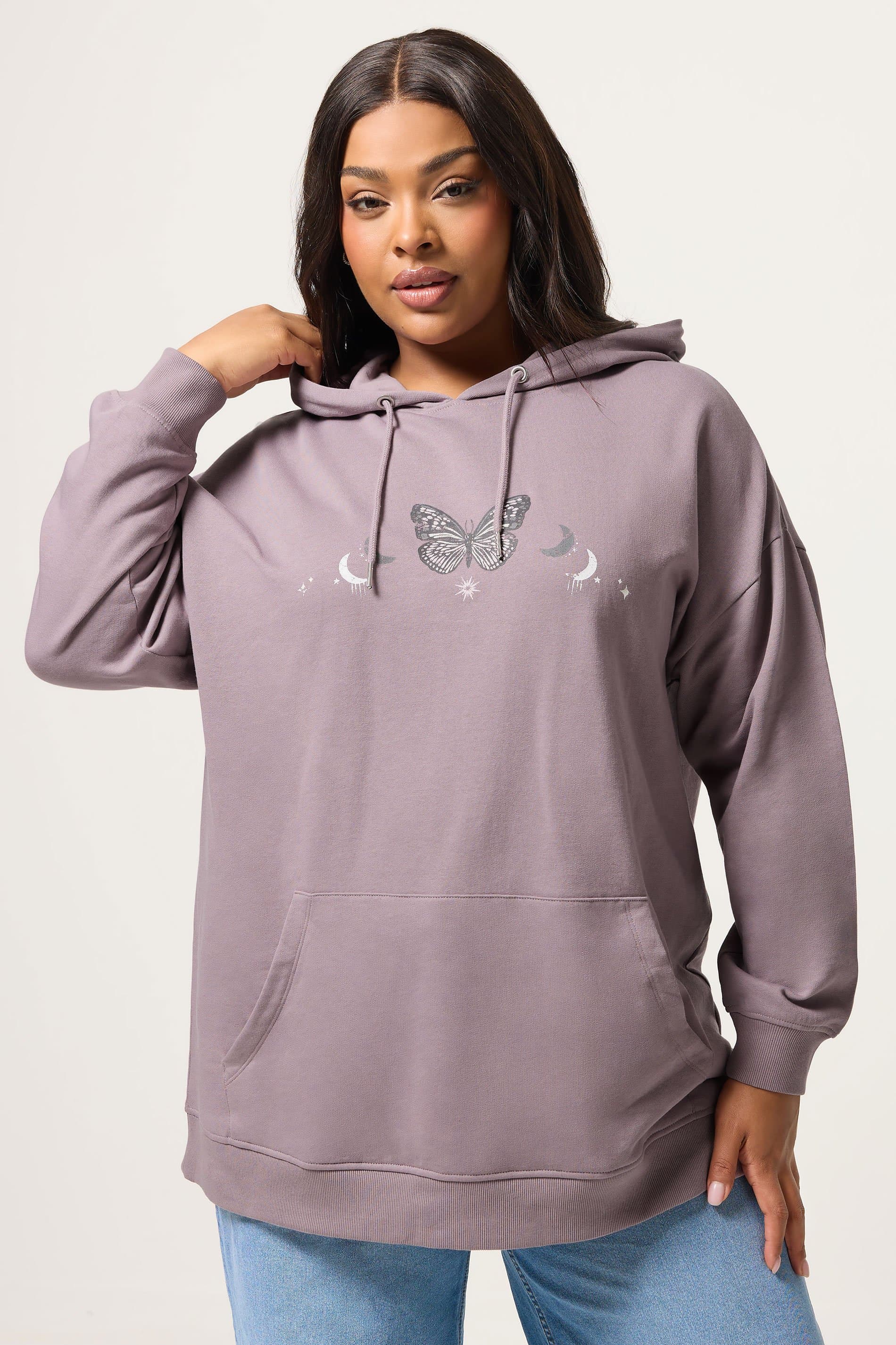 Yours Plus Size Mauve Purple Celestial Hoodie