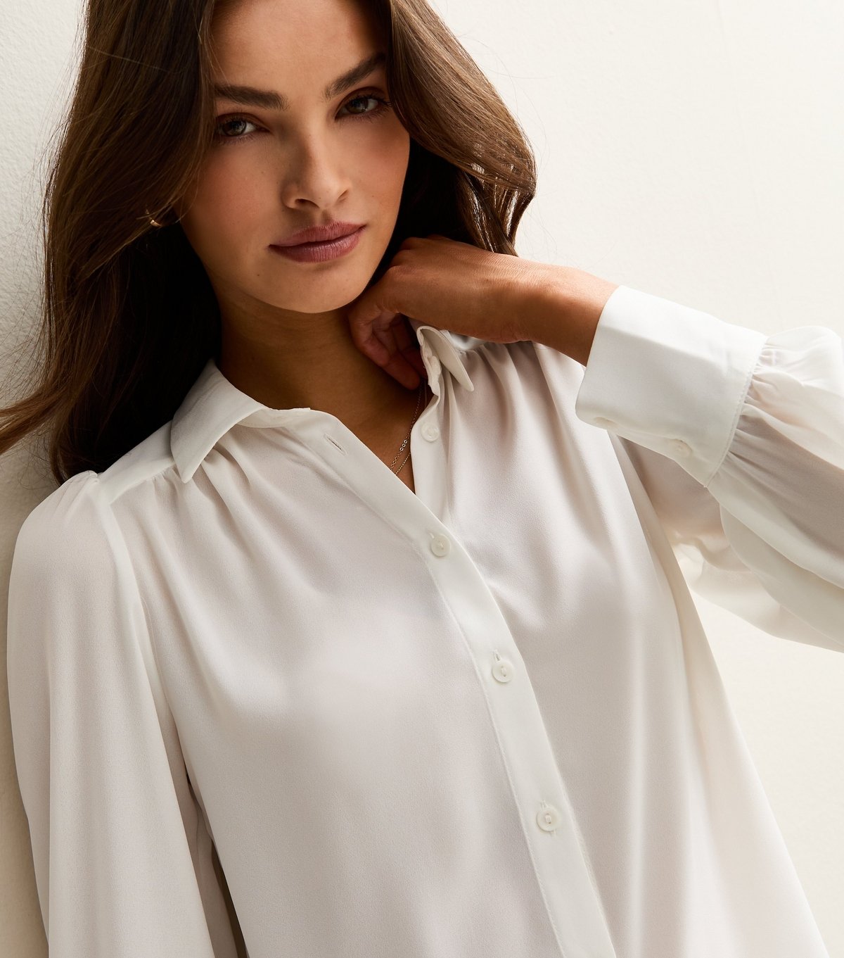 New Look Women's Tall White Gathered Long Sleeve Shirt New Look - 3