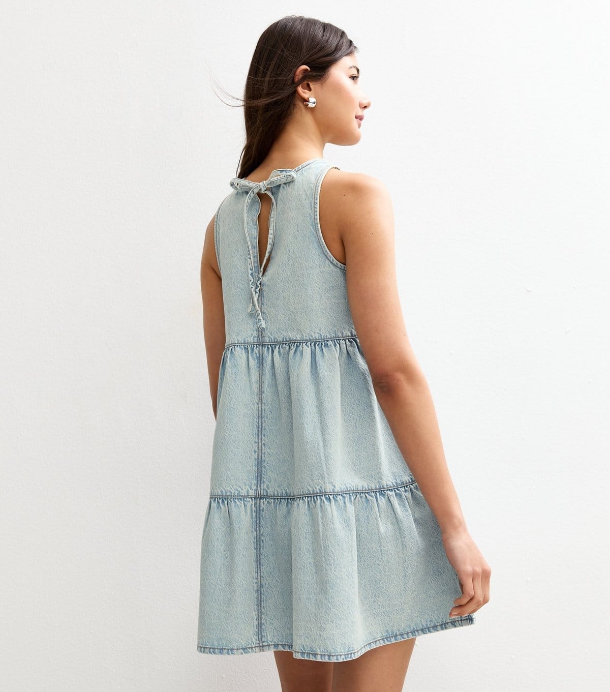 New Look Women's Blue Denim Tiered Smock Mini Dress New Look - 4