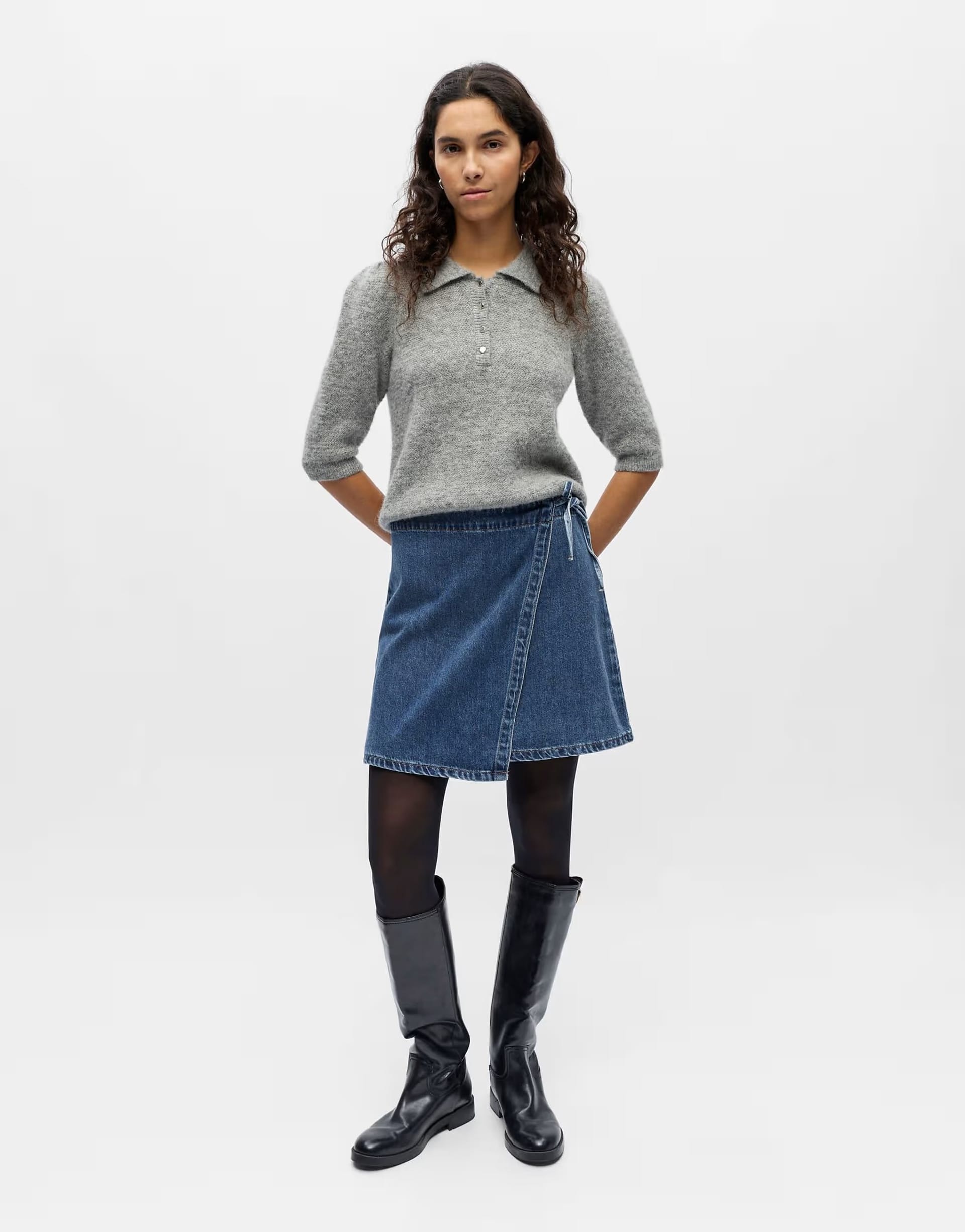 ASOS Medium Blue Denim Wrap Skirt