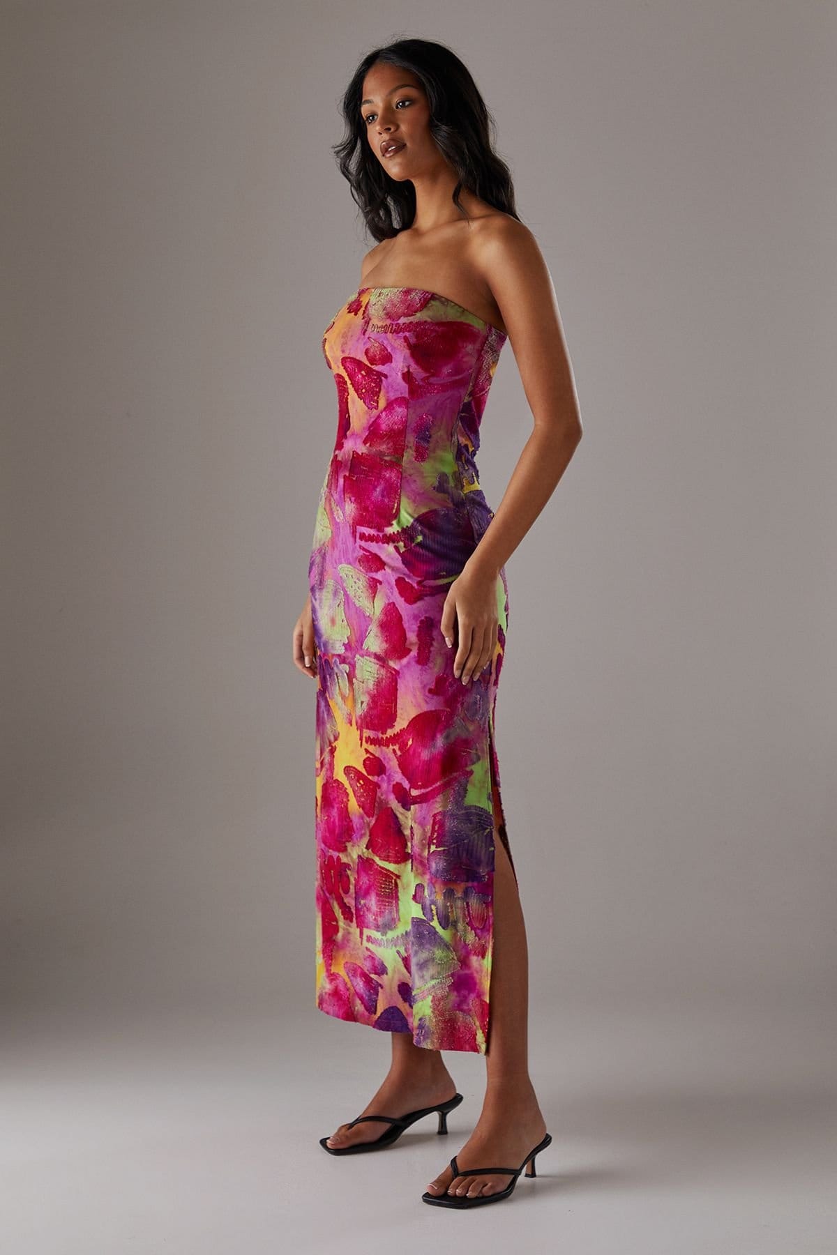 Warehouse Warehouse Women's Burnout Bandeau Maxi Dress in Pink - 4