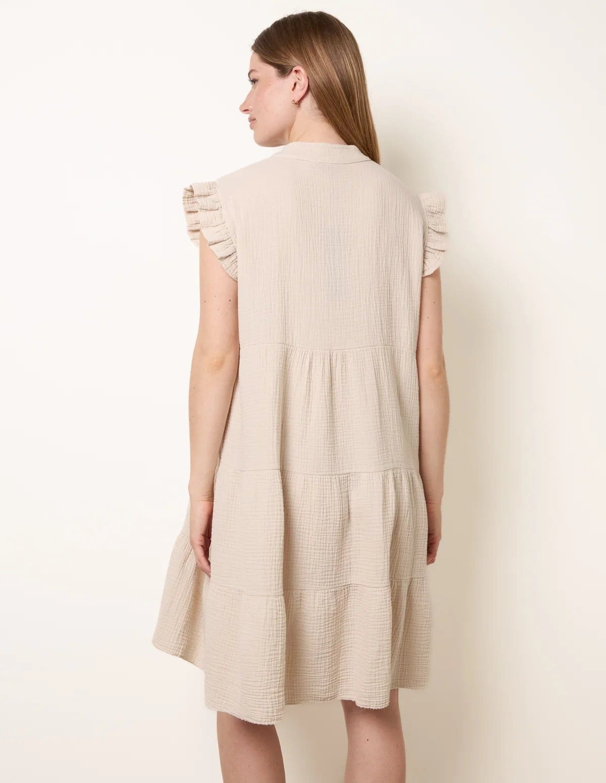 Blue Vanilla Cheesecloth Frill Sleeve Tunic - 4