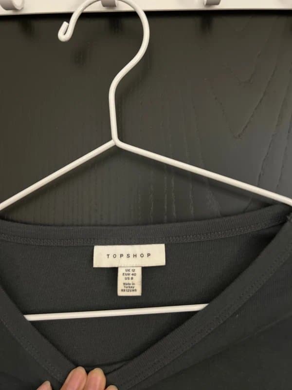Topshop Topshop cropped long sleeve cotton top with lace trim