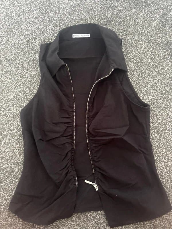 Bershka Black zip up sleeveless top