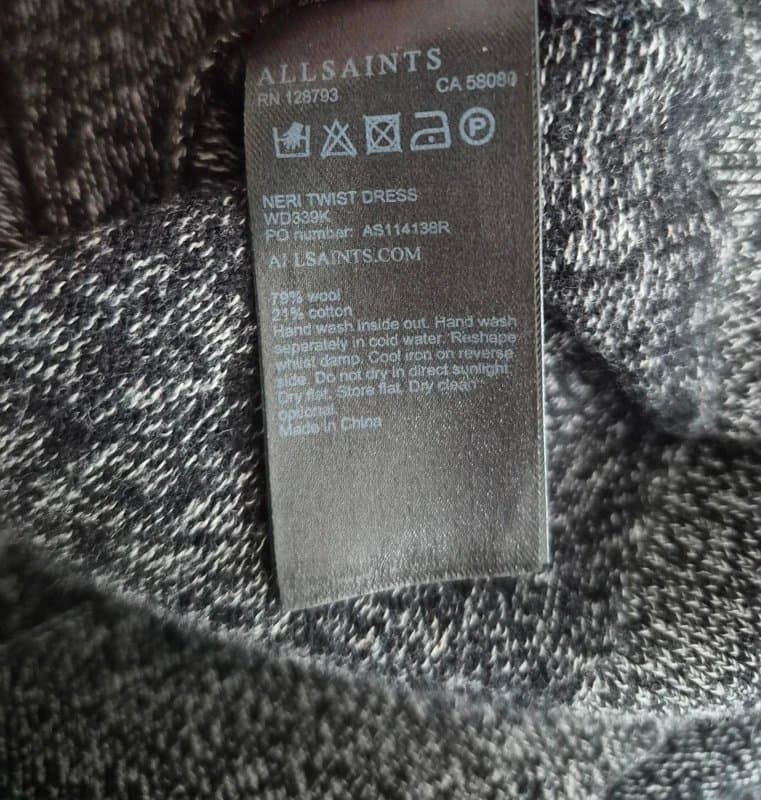 AllSaints AllSaints Neri Twist cold shoulder wood blend knit dress size M medium