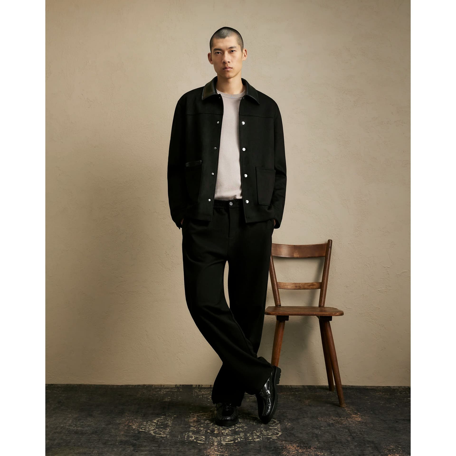 River Island Mens River Island Black Regular Fit Faux Suede Jogger