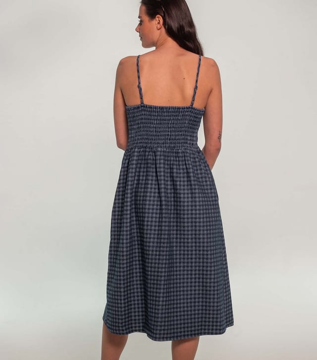 Sunshine Soul Women's Blue Cotton Rich Gingham Strappy Midi Dress Sunshine Soul New Look - 3