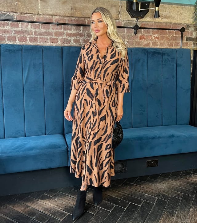 AX Paris Women's Brown Animal Print Shirt Midi Dress AX Paris New Look - 2