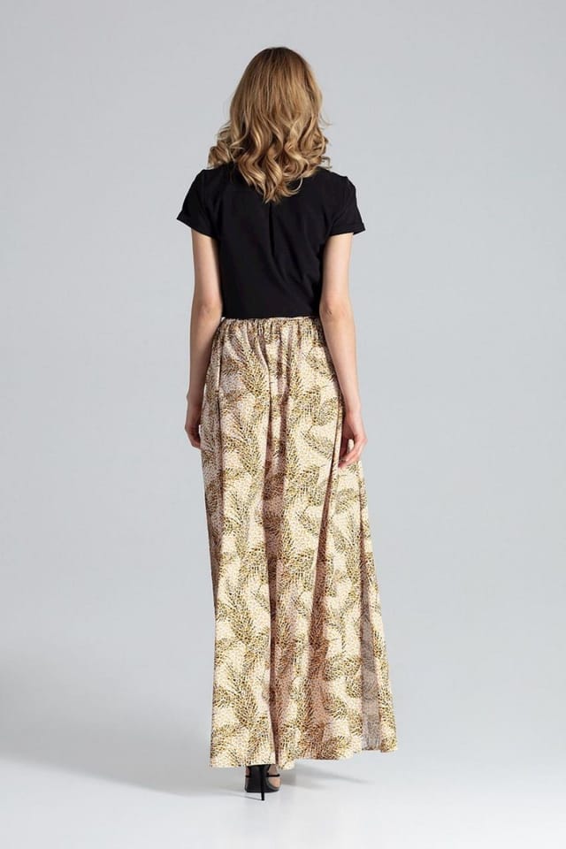 Love Lace Love Lace Women's Long Wide Skirt with Side Slits Creased Waist - 3