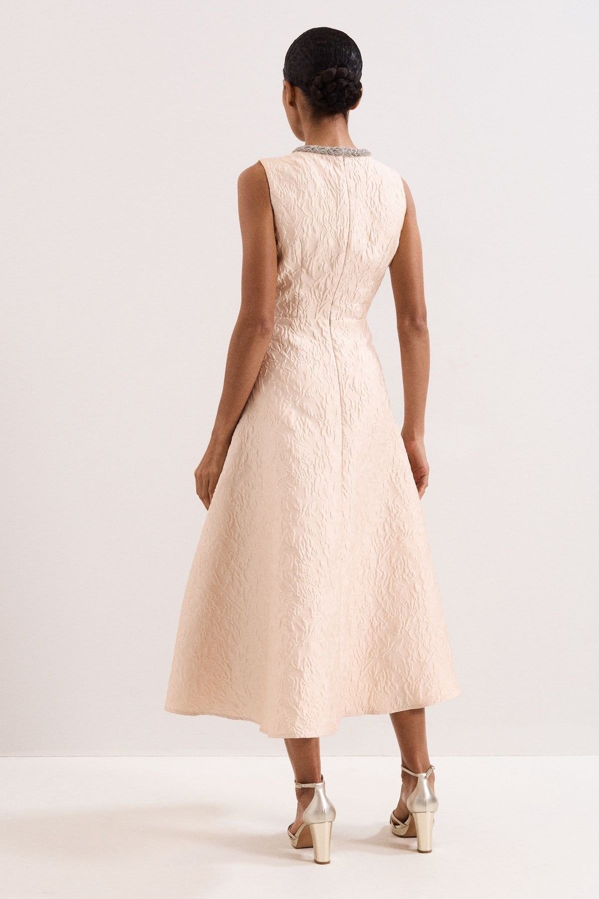 Phase Eight Phase Eight Women's Imani Embellished Neckline A-Line Dress in Cream - 4