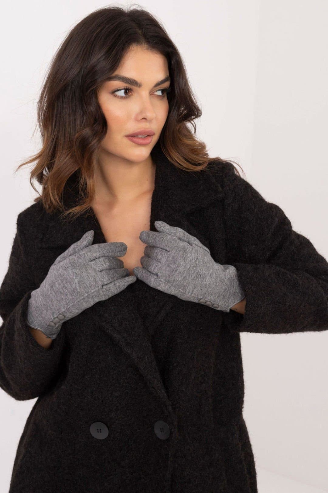 Love Lace Love Lace Women's Elegant Insulated Touchscreen Gloves with Decorative Wrist Buttons in Grey