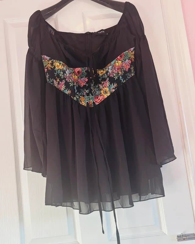 Cider Cider plunge milkmaid corset lined dress party holiday 10-12 med same day post