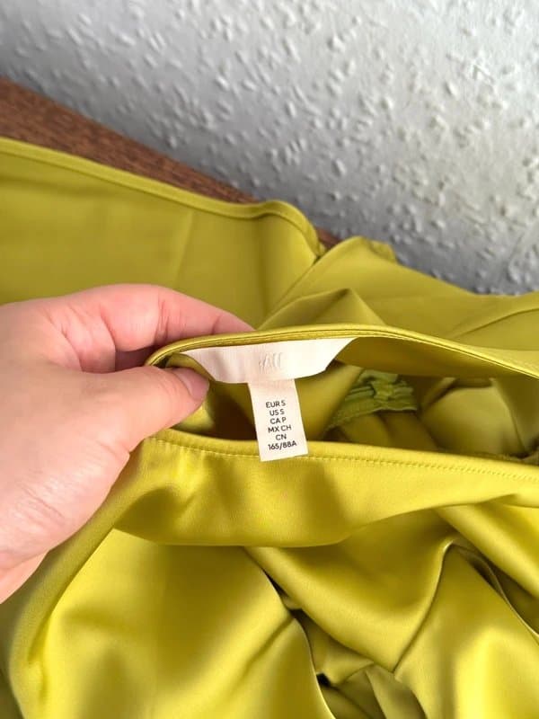 H&M Women’s H&M Chartreuse Satin Twist Front Slit Maxi Dress Green UK 8 / Size S