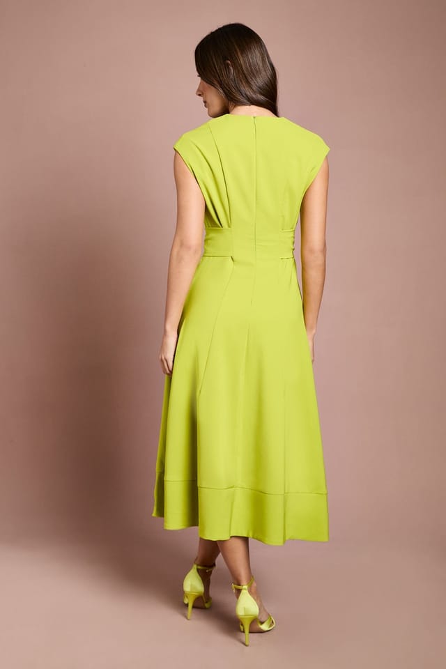 Coast Coast Women's Belted Crepe Dress in Lime - 3