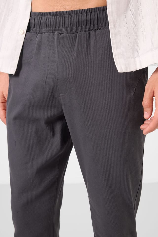 Tommy Life Tommy Life Men's Straight-Leg Gabardine Chinos in Charcoal - 3