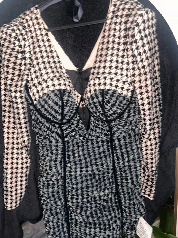 ASOS Black & White Houndstooth Corset Dress