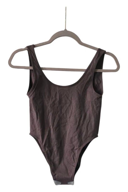 ASOS Design Dark brown ribbed bodysuit.Size S